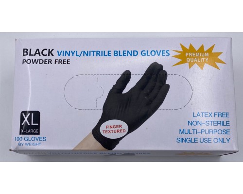 ПЕРЧАТКИ NITRILE/VINYL - ХL черные (50пар в уп)